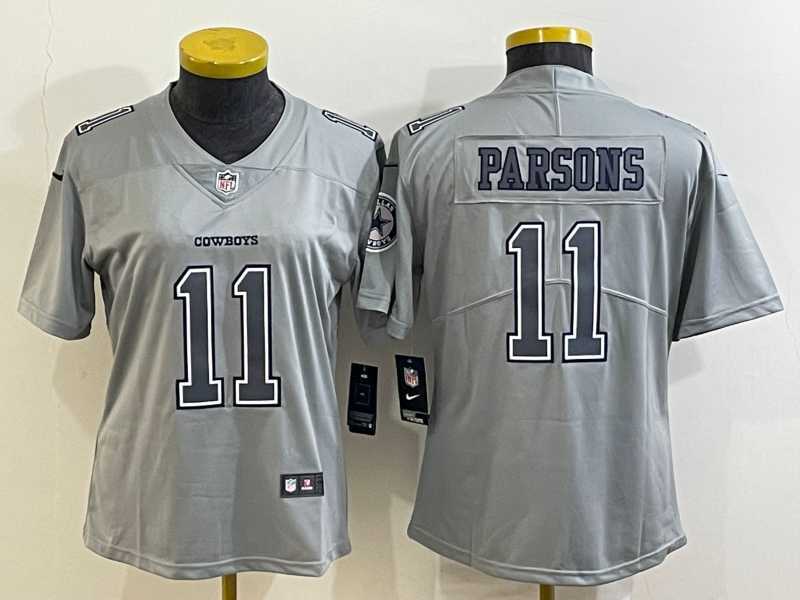 Womens Dallas Cowboys #11 Micah Parsons Grey Atmosphere Fashion 2022 Vapor Untouchable Stitched Nike Limited Jersey